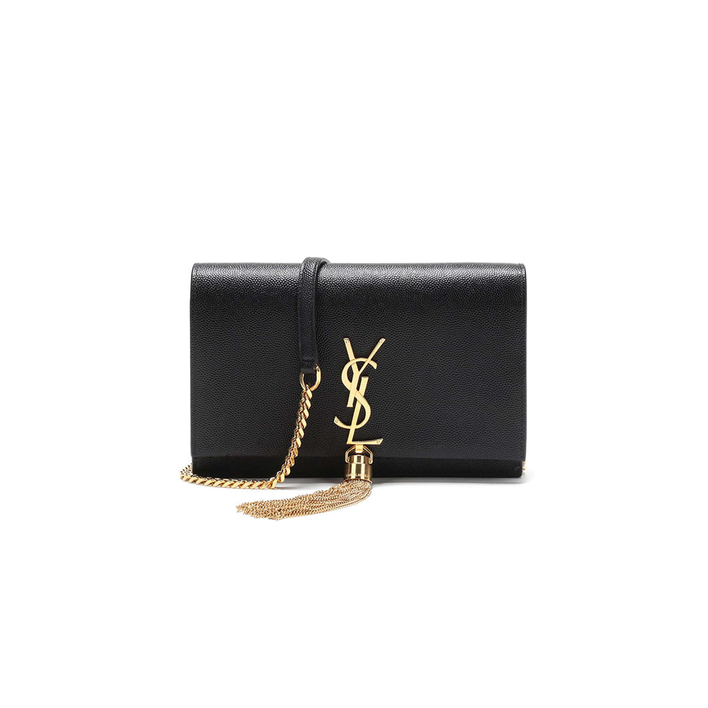 Y*S*L KATE MONOGRAM TASSEL CHAIN WALLET IN GRAIN DE POUDRE EMBOSSED LEATHER 452159 (19*12.5*4cm)